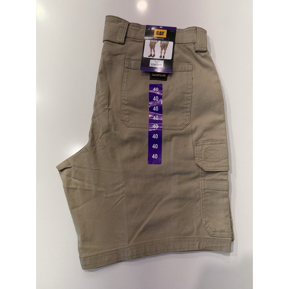 CAT Men's Cargo Shorts 40 Beige Cotton Blend Flat Front Workwear 1981304